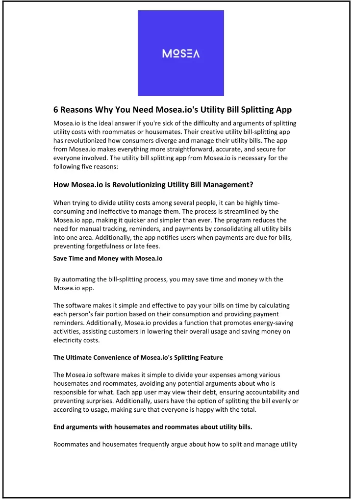 6 reasons why you need mosea io s utility bill