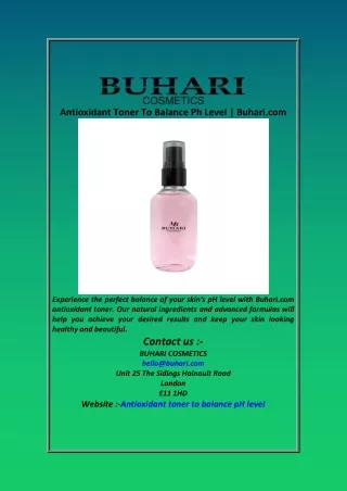 Antioxidant Toner To Balance Ph Level  Buhari com