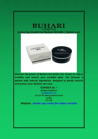 Active Eye Cream For Reduce Wrinkle  Buhari com