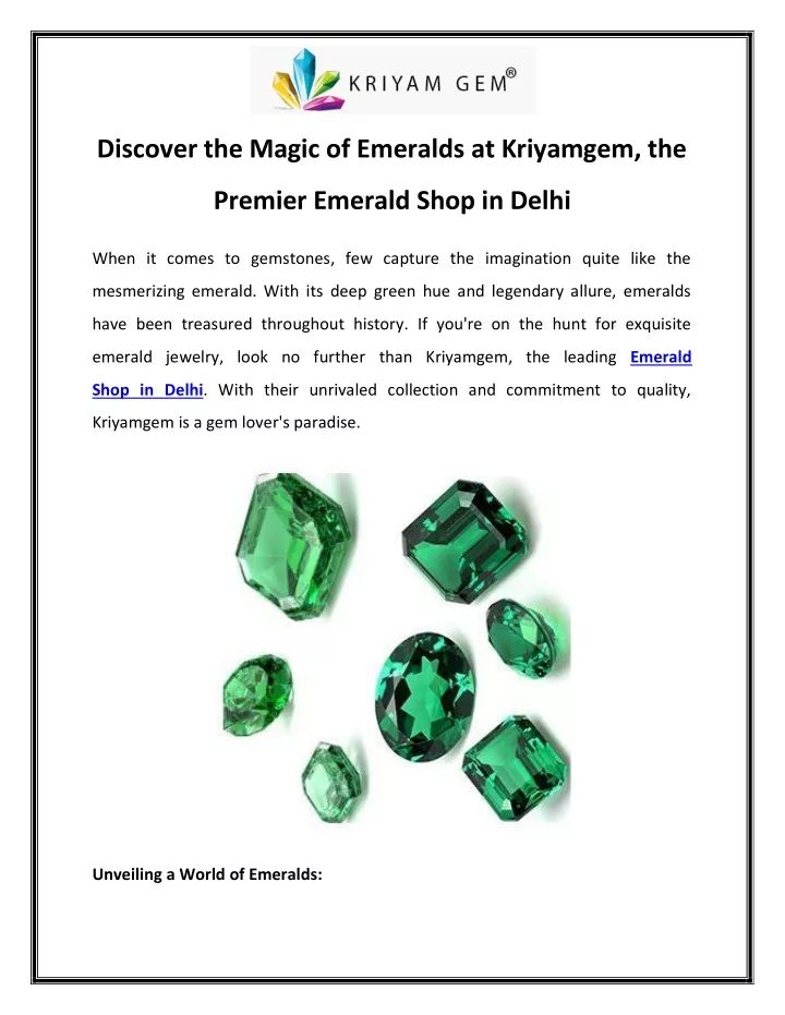 discover the magic of emeralds at kriyamgem the
