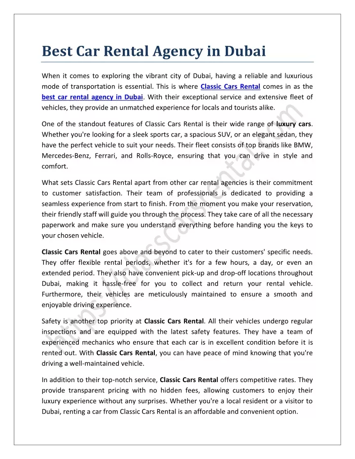 best car rental agency in dubai