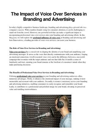 The Impact of Voice Over Services in Branding and Advertising