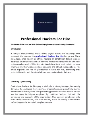 Certified Hackers For Hire | Revivehacker