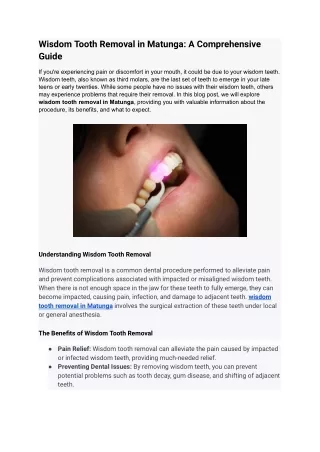 wisdom tooth removal in matunga a comprehensive