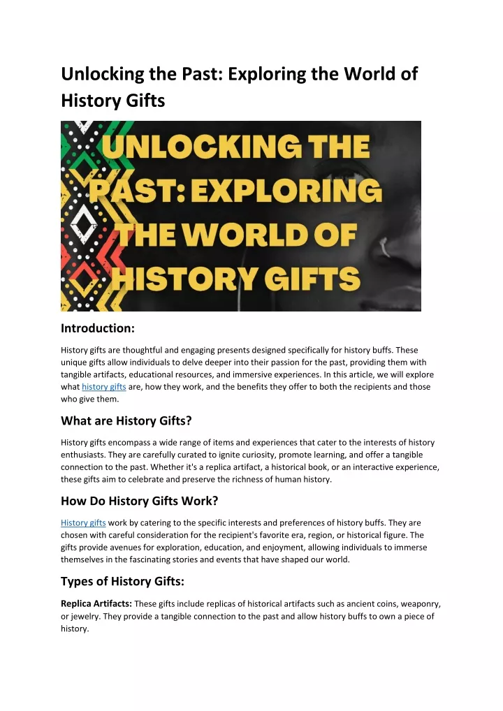 PPT - Unlocking the Past: Exploring the World of History Gifts 