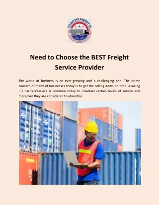 need to choose the best freight service provider