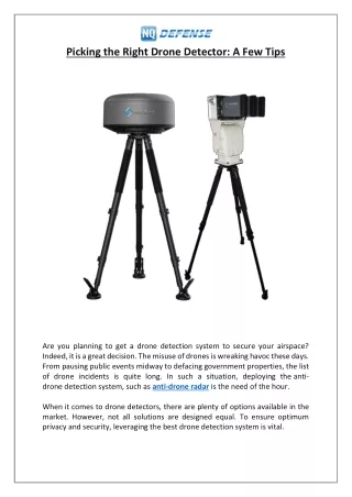 picking the right drone detector a few tips