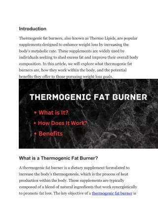 Thermogenic Fat Burners: Igniting Metabolism for Effective Weight Loss