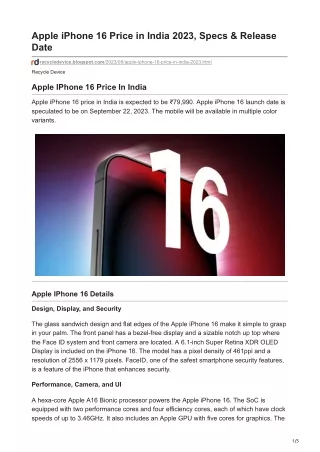 apple iphone 16 price in india 2023 specs release