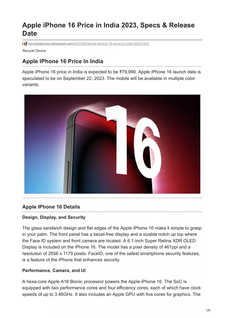 apple iphone 16 price in india 2023 specs release