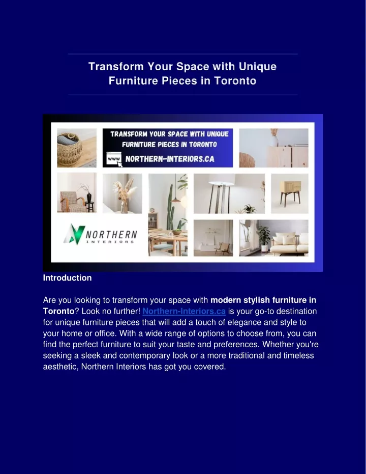 transform your space with unique furniture pieces
