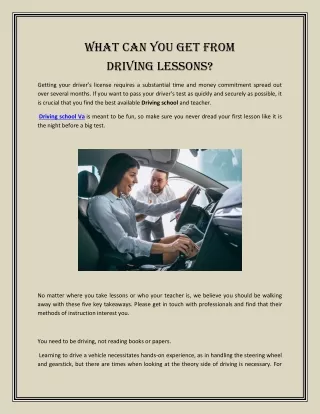 What Can You Get from Driving Lessons?