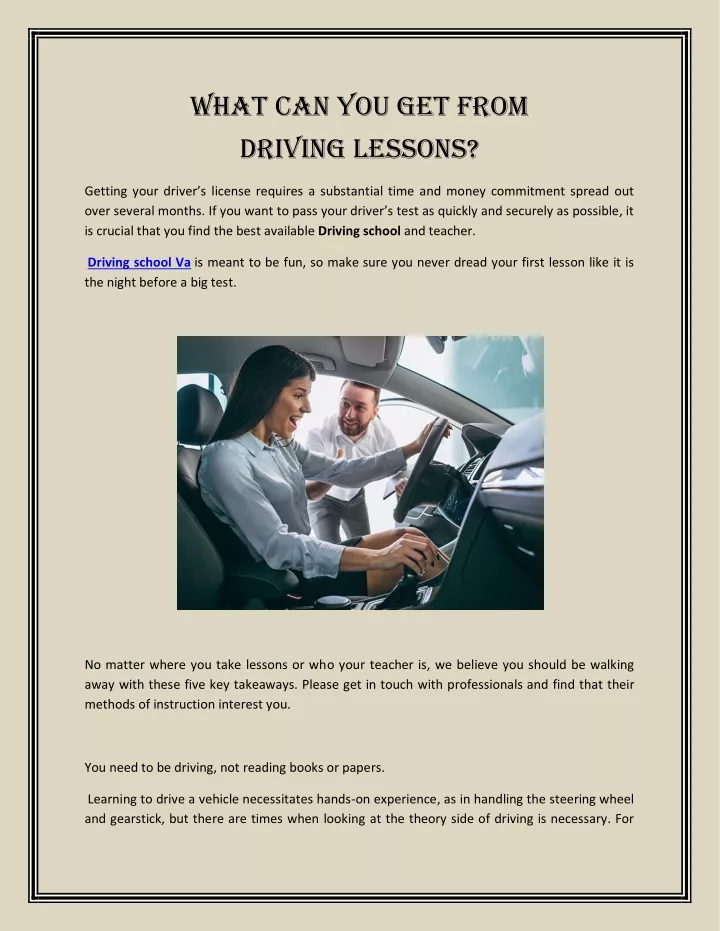 what can you get from driving lessons