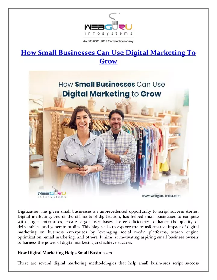 how small businesses can use digital marketing