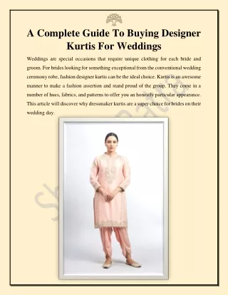 A Complete Guide To Buying Designer Kurtis For Weddings