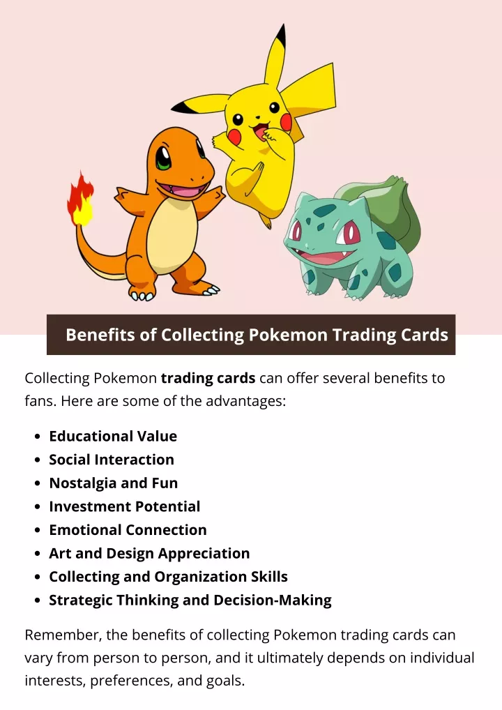 benefits of collecting pokemon trading cards