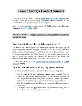 kuwait airways contact number