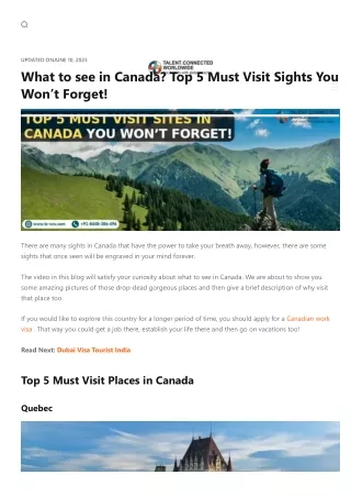 What to see in Canada? Top 5 Must Visit Sights You Won’t Forget!