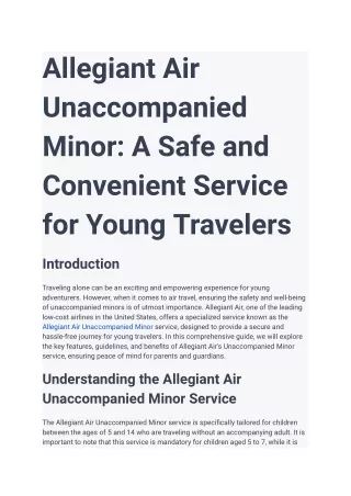 Allegiant Air Unaccompanied Minor_ A Safe and Convenient Service for Young Travelers