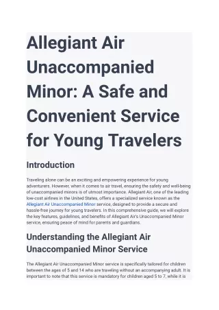 allegiant air unaccompanied minor a safe