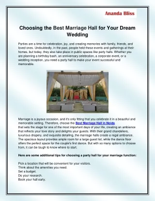 Best Marriage Hall in Noida