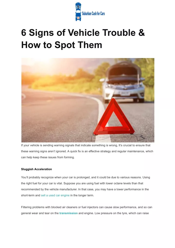 6 signs of vehicle trouble how to spot them