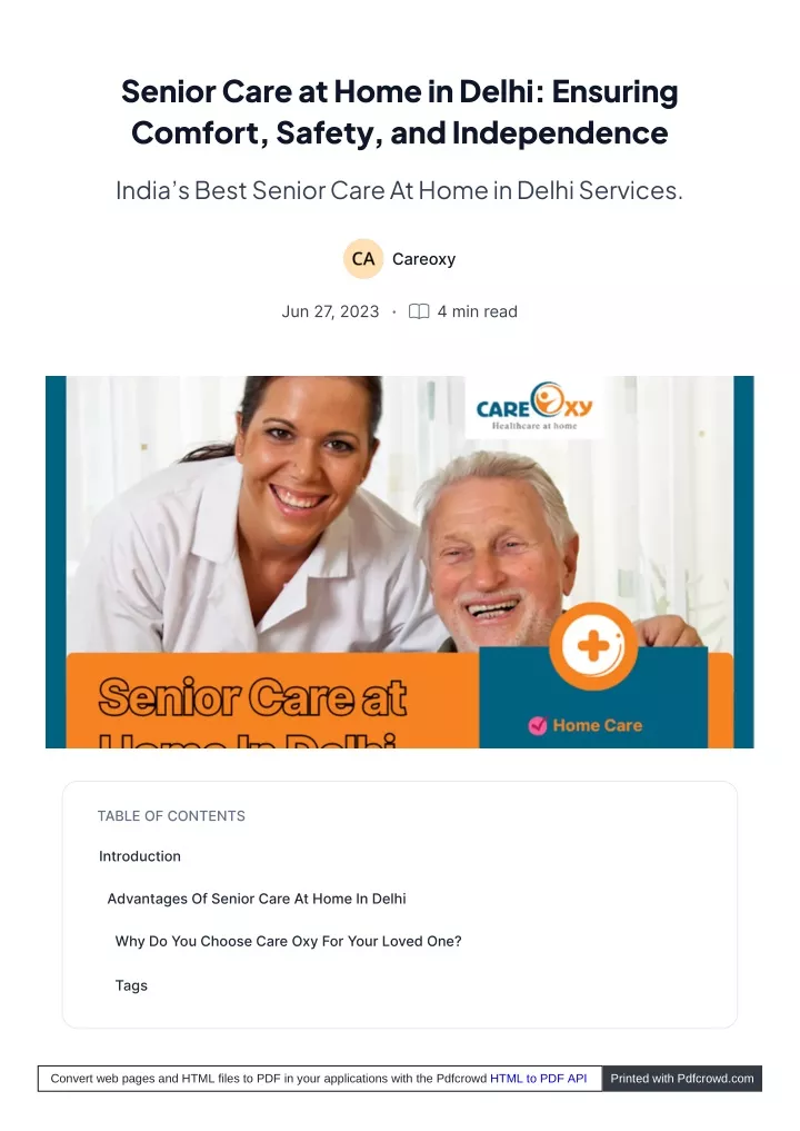 senior care at home in delhi ensuring comfort
