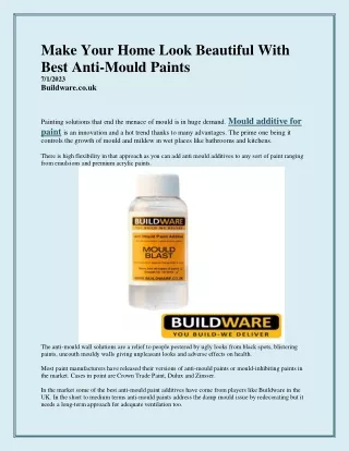 Make Your Home Look Beautiful With Best Anti-Mould Paints