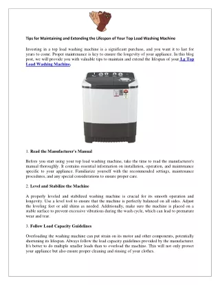 Tips for Maintaining and Extending the Lifespan of Your Top Load Washing Machine