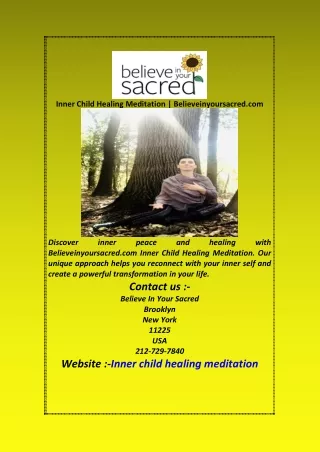 Inner Child Healing Meditation  Believeinyoursacred com