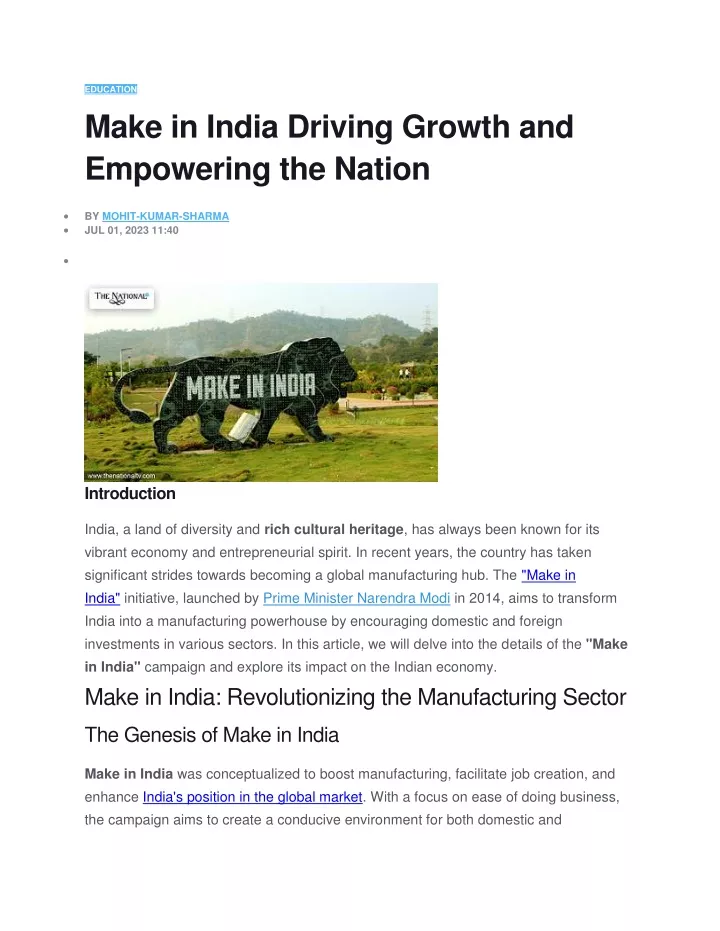 education make in india driving growth