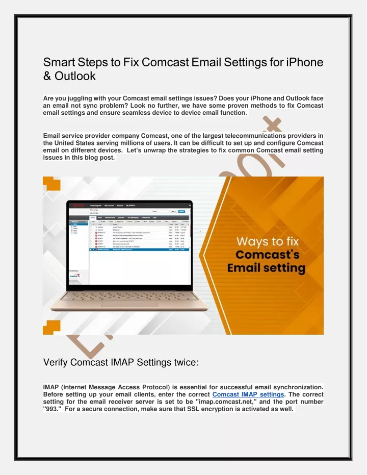 smart steps to fix comcast email settings