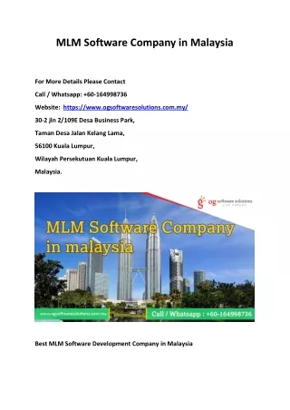 MLM Software Company in Malaysia