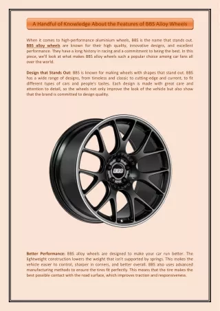 A Handful Of Knowledge About The Features Of BBS Alloy Wheels