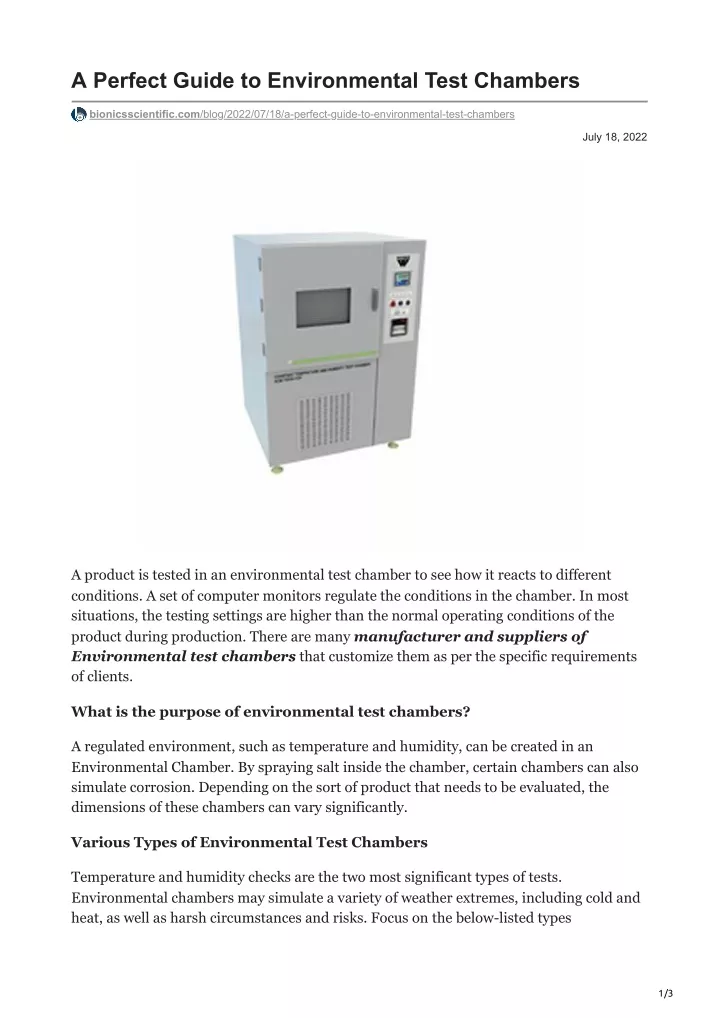 a perfect guide to environmental test chambers