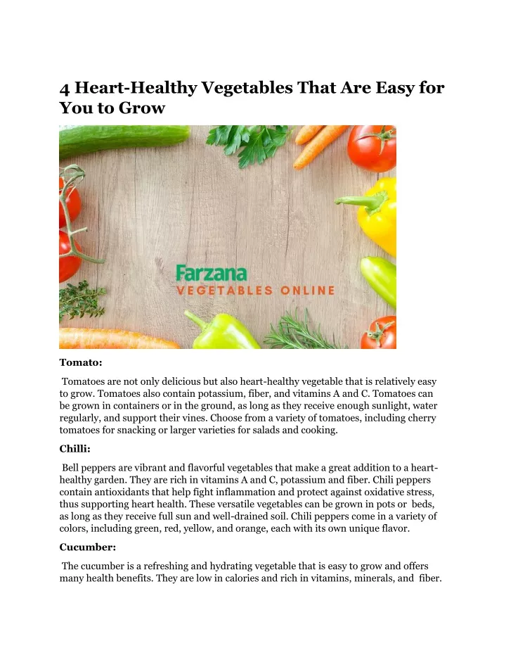 4 heart healthy vegetables that are easy