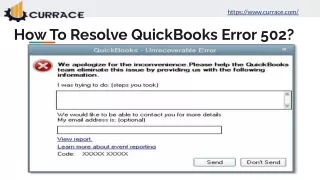 How to Resolve QuickBooks Error 502