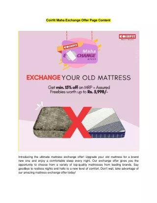 Coirfit's Mattress Maha Exchange Offer