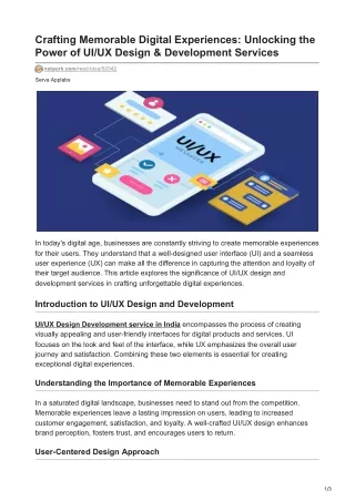 Crafting Memorable Digital Experiences Unlocking the Power of UIUX Design amp Development Services