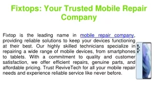 Fixtops: Your Trusted Mobile Repair Company