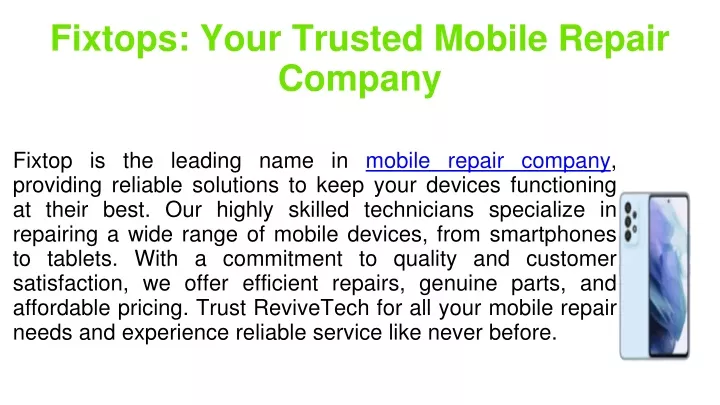 fixtops your trusted mobile repair company