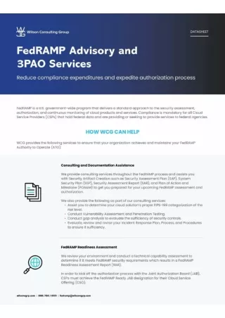 FedRAMP Advisory and 3PAO Services - Wilson Consulting Group