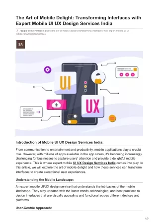 The Art of Mobile Delight Transforming Interfaces with Expert Mobile UI UX Design Services India