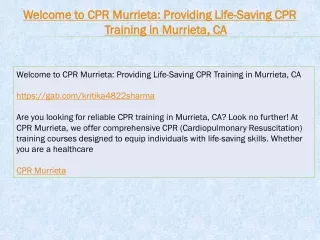 Welcome to CPR Murrieta Providing Life-Saving CPR Training in Murrieta, CA