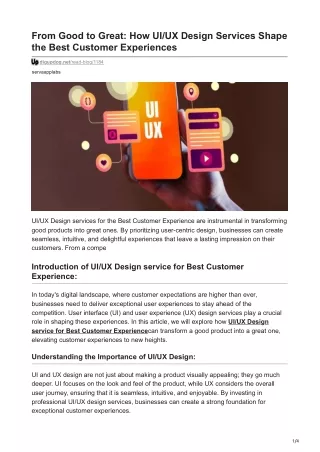 From Good to Great How UIUX Design Services Shape the Best Customer Experiences