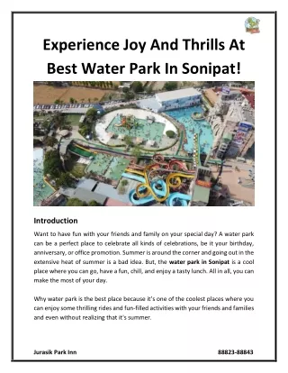 Experience Joy And Thrills At Best Water Park In Sonipat!