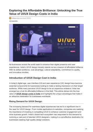 Exploring the Affordable Brilliance Unlocking the True Value of UIUX Design Costs in India