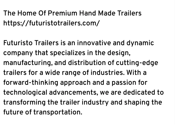 the home of premium hand made trailers https