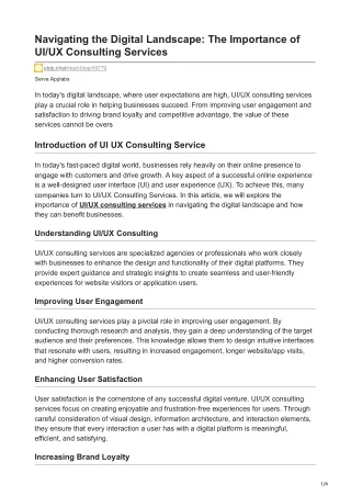 Navigating the Digital Landscape The Importance of UIUX Consulting Services