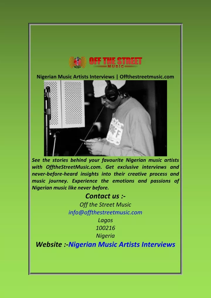 nigerian music artists interviews